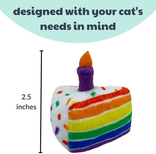 חבורת צעצוע של Huxley & Kent Cat | עוגת שמפניה ופונפטי | צעצוע קיטי קטיף קטיפה רך עם קטניפ וקמטים